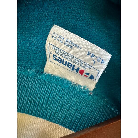 Vintage Giraffe Sweatshirt Blue size Large Handmade Quilted Novelty Statement - Picture 3 of 5